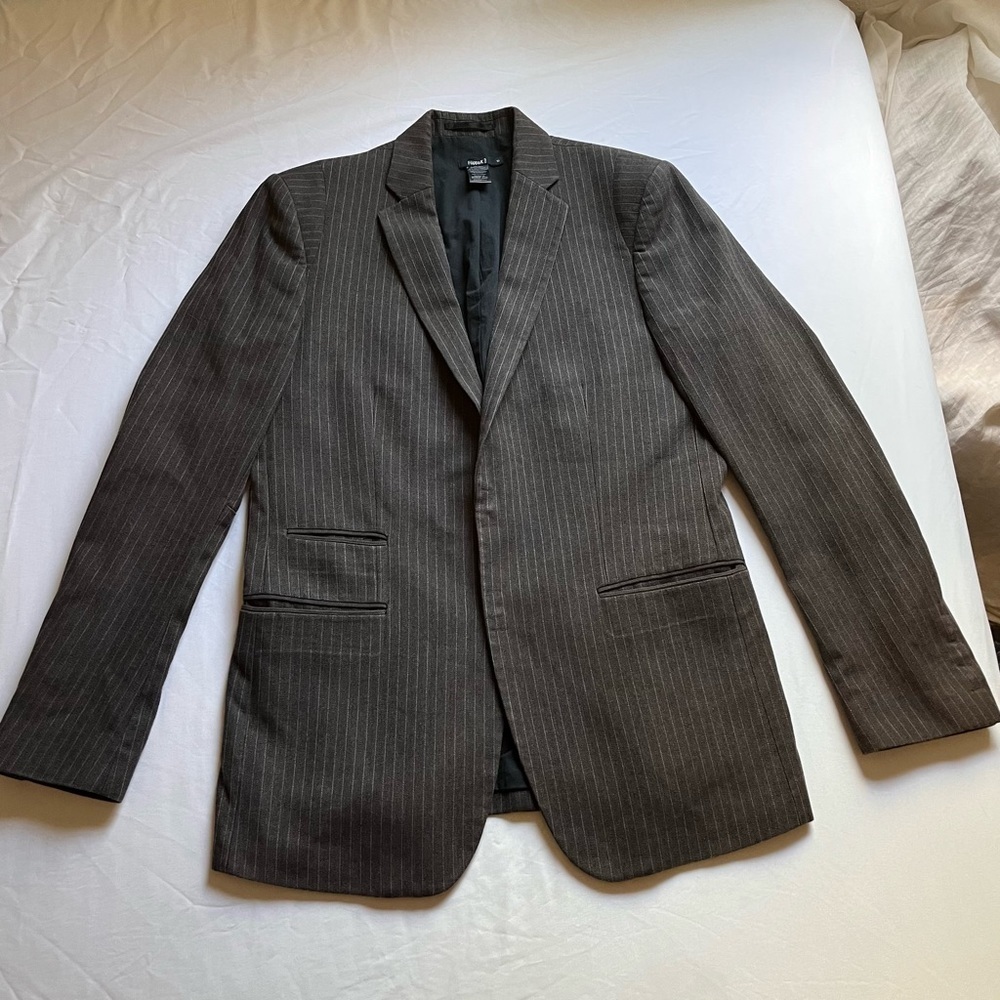 FILIPPA K brown pinstripe snap button long sleeve blazer jacket‎